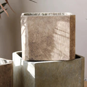 Wood-Grain Magnesium Clay Square Planter