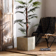 Wood-Grain Magnesium Clay Square Planter