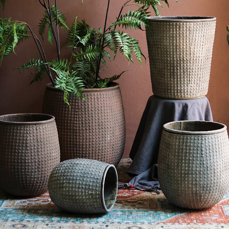 Dimple-Textured Cement Planter