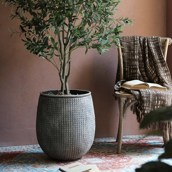 Dimple-Textured Cement Planter