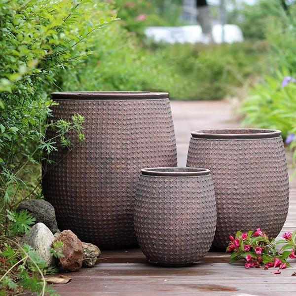 Dimple-Textured Cement Planter