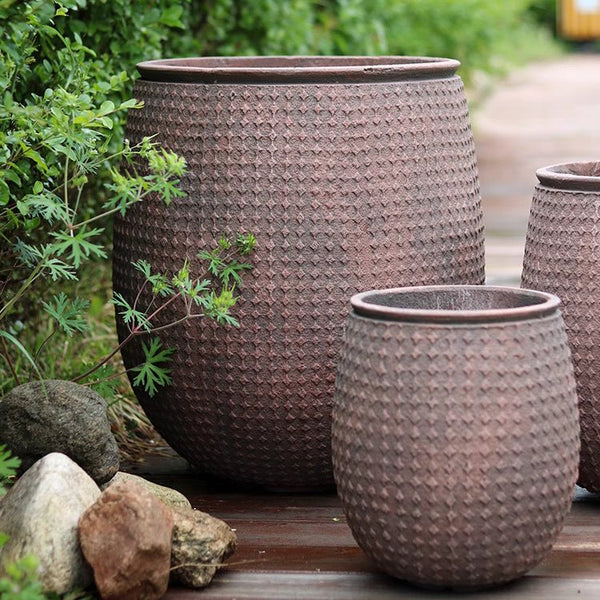 Dimple-Textured Cement Planter