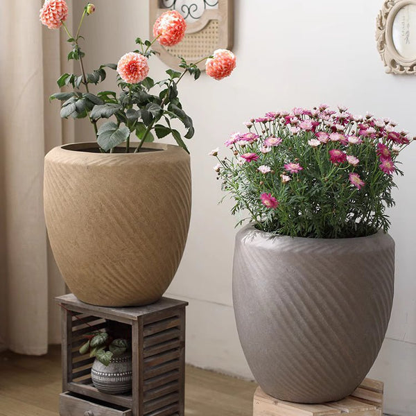 Swirl-Textured Magnesia Planter