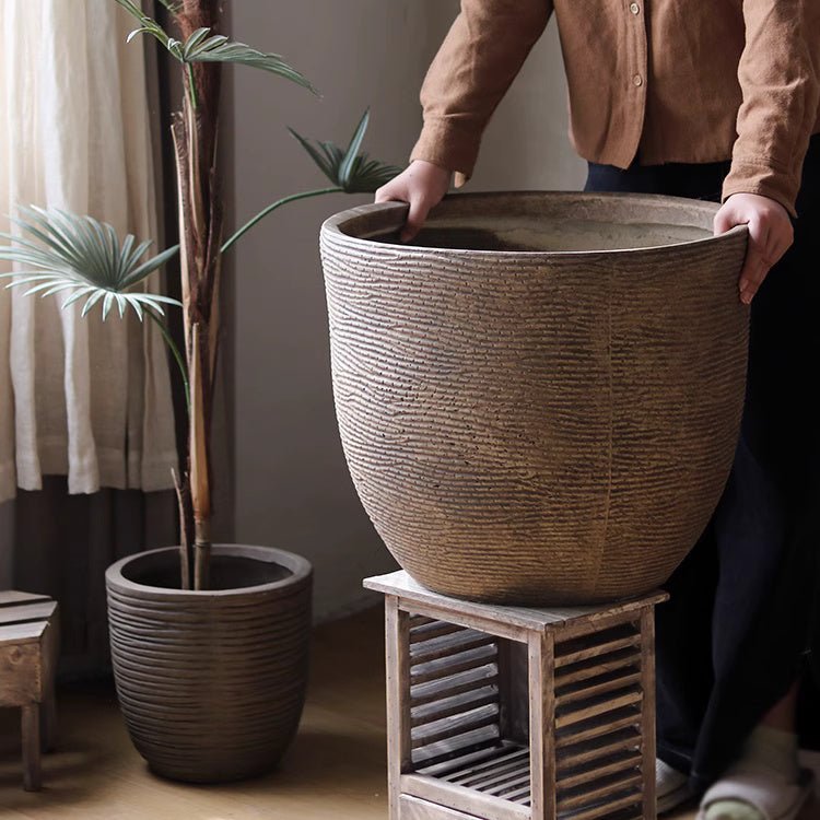 Ridged Magnesia Outdoor Planter