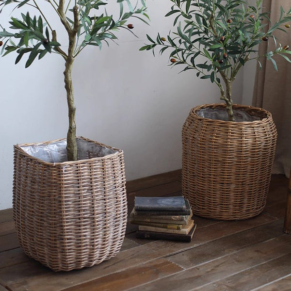 Woven Rattan Floor Planter Basket