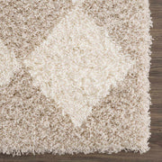 Cream Diamond Shag Area Rug