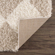 Cream Diamond Shag Area Rug
