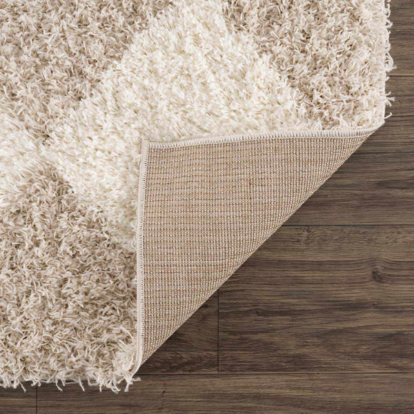 Cream & Beige Diamond Shag Area Rug