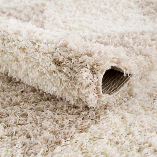 Cream & Beige Diamond Shag Area Rug