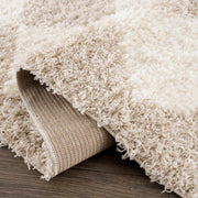 Cream Diamond Shag Area Rug