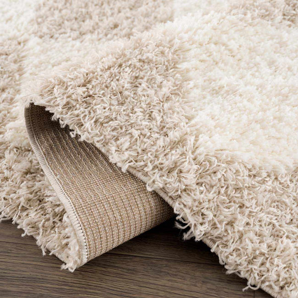 Cream & Beige Diamond Shag Area Rug