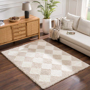 Cream Diamond Shag Area Rug