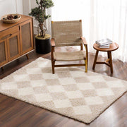 Cream Diamond Shag Area Rug