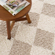 Cream Diamond Shag Area Rug