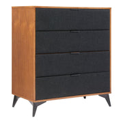 Boucle-Front Ash Veneer Four-Drawer Chest in a styled home setting