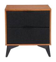 Boucle Drawer Wood-Grain Nightstand — back and side profile detail