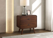 Two-Drawer Walnut-Finish Nightstand