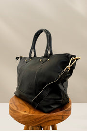 Pebbled Leather Structured Tote Bag