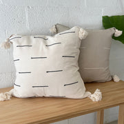 Embroidered Cotton Tassel Throw Pillow