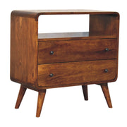 Curved Mango Wood Two-Drawer Nightstand