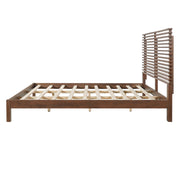 Slatted Walnut King Bed Frame with Headboard