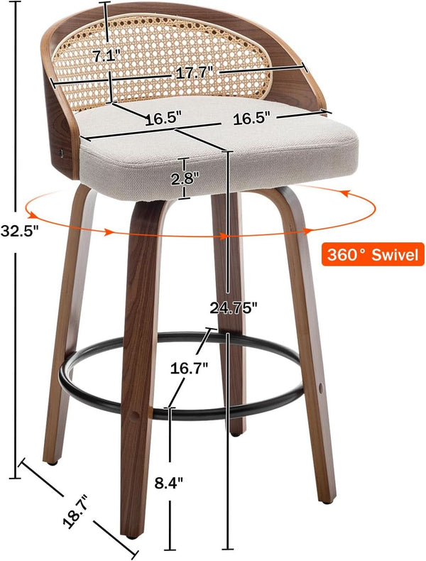 Rattan Swivel Counter Stool Set