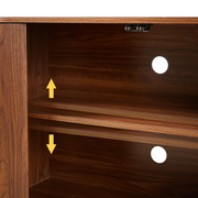 Reeded Walnut-Finish Sideboard Cabinet 64in