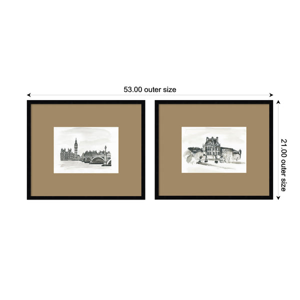 Cityscape Sketch Framed Print Set