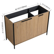 Fluted Wood-Grain Freestanding Bathroom Vanity