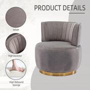 Channel-Tufted Velvet Swivel Chair