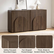 Arched Reeded-Door Walnut-Finish Sideboard