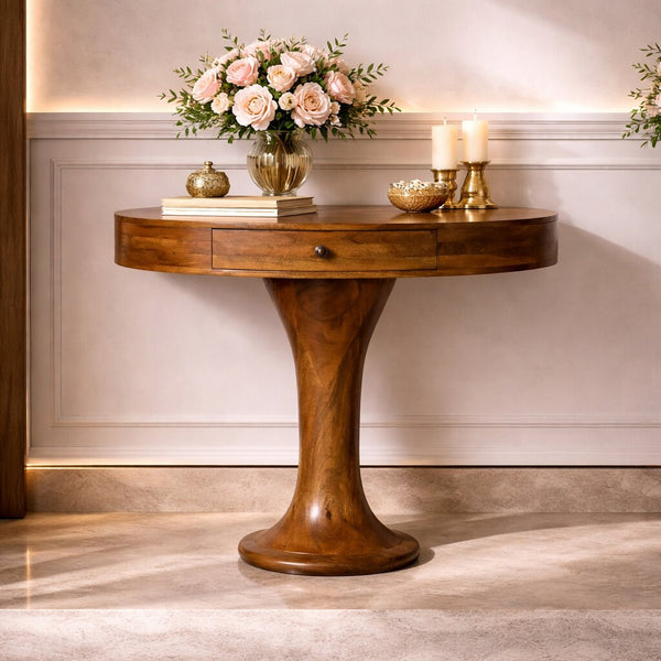 Mango Wood Pedestal Console Table