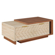 Dual-Tone Chevron Extendable Storage Coffee Table