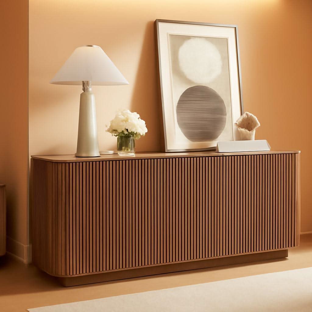 Fluted Walnut-Finish Sideboard Cabinet – buffet | Roost & Roam