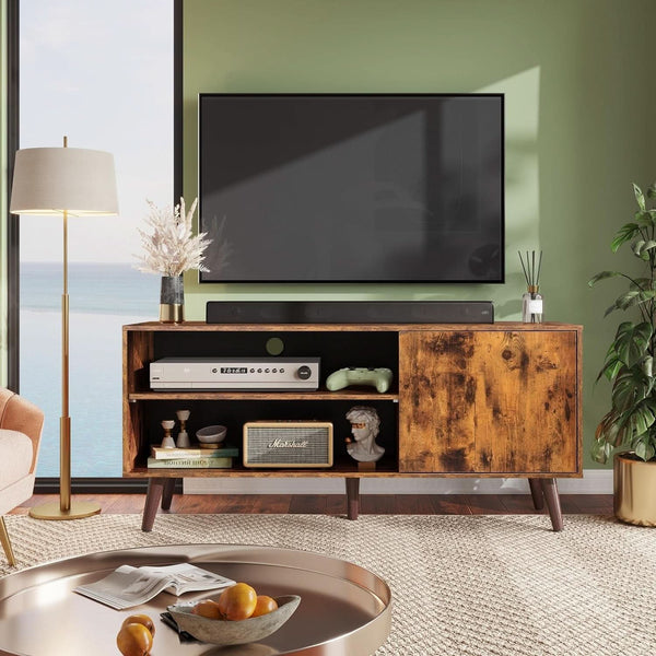 Mid-Century Wood-Grain TV Stand