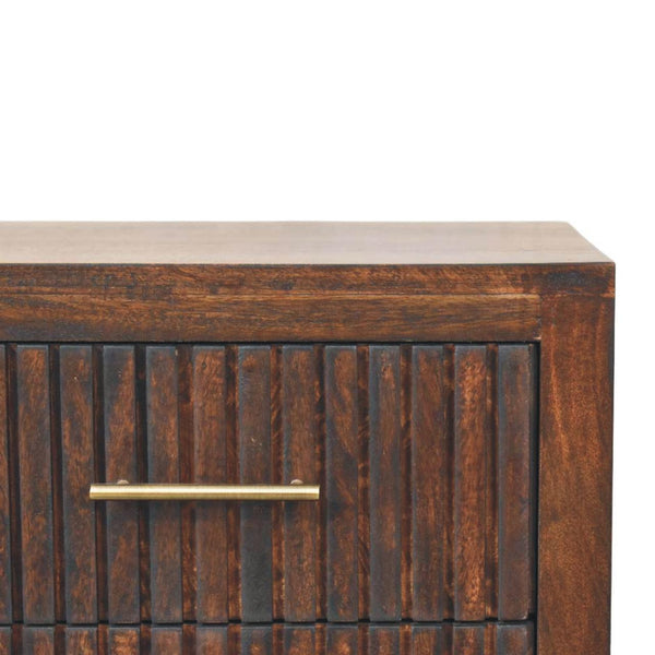 Fluted Mango Wood Two-Drawer Nightstand