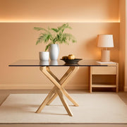 Tempered Glass Dining Table with Gold Chrome Base