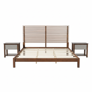 Slatted Walnut King Bed Frame with Headboard