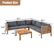 Acacia Wood Sectional Outdoor Sofa Set