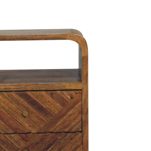 Carved Mango Wood Curved Nightstand