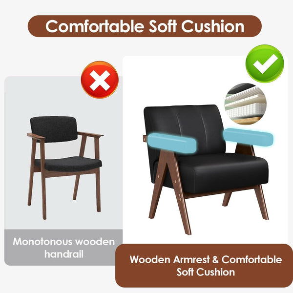 Black Leather Mid-Century Armchair Pair (view 4) | Roost & Roam