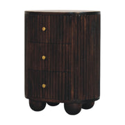 Fluted Mango Wood Drum Nightstand