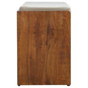 Mango Wood Linen-Top Shoe Storage Bench