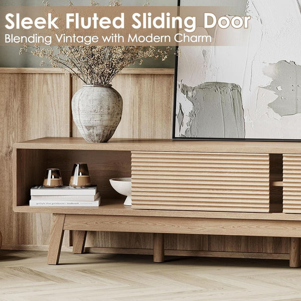 Fluted Oak-Finish Media Console (view 4) | Roost & Roam