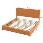 Reeded Wood Platform Bed Frame King