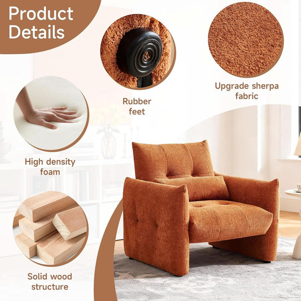 Button-Tufted Sherpa Accent Chair