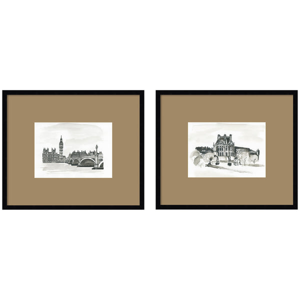 Cityscape Sketch Framed Print Set
