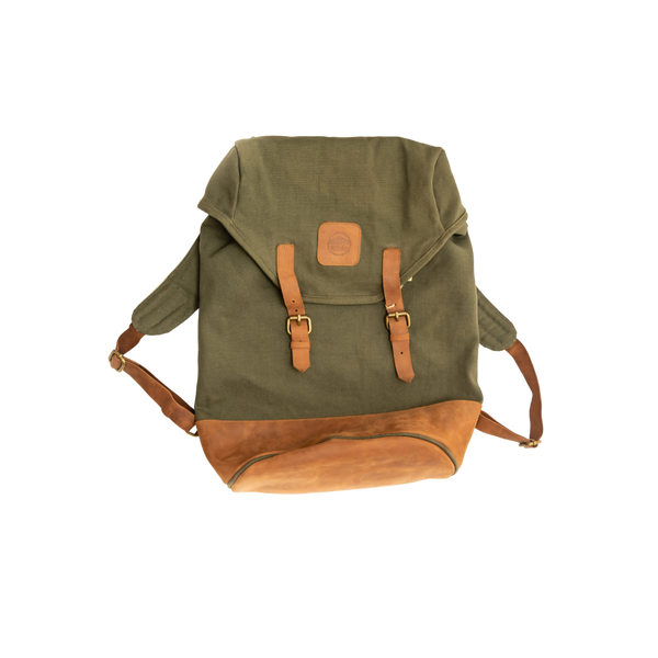 Hand-Stitched Leather Canvas Daypack