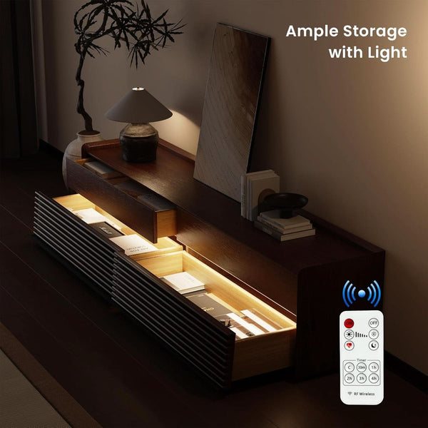 Walnut-Finish Fluted Media Console