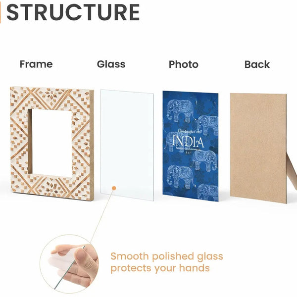 Carved Mango Wood Photo Frame